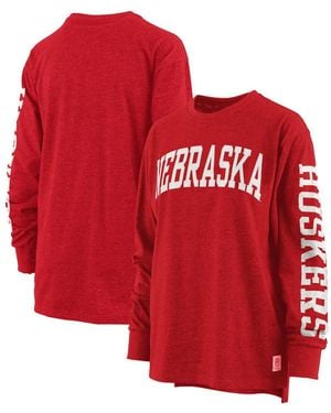 Pressbox Heathered Nebraska Huskers Two-hit Canyon Long Sleeve T-shirt