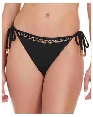 Red Carter Stitched Up Tie-side Crochet Bikini Bottom - Black