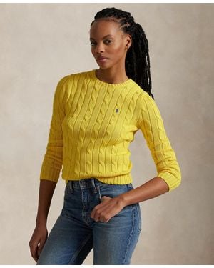 Polo Ralph Lauren Cable-knit Cotton Crewneck Sweater - Yellow