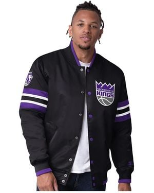 Starter Sacramento Kings Scout Varsity Satin Full-snap Jacket - Blue