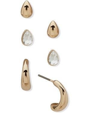 DKNY 3-pc. Crystal Pear Stone Stud Hoop Earrings Set - White