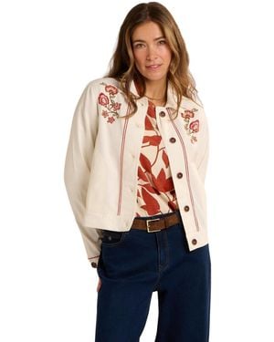 Brakeburn Celestina Floral Embroidery Jacket - Natural