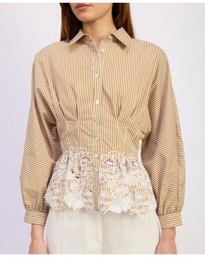 En Saison Juliette Spread Collar Top - Natural