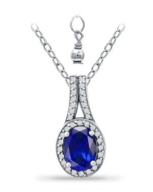 Giani Bernini Simulated Blue Sapphire And Cubic Zirconia Halo Pendant