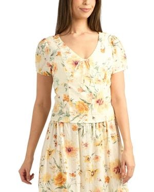 Bcx Textured V-neck Top - Multicolor