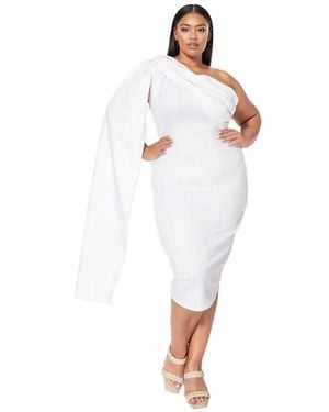 L I V D Plus Size Spade One Shoulder Cape Dress - White