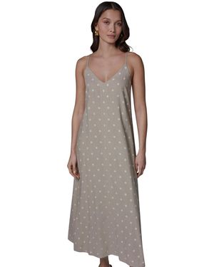 Donna Karan Weekend Printed V-neck Midi Dress - Gray