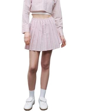 Nocturne Striped Pleated Mini Skirt - Pink