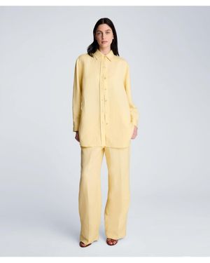 Kenneth Cole Long-sleeve Button-front Top - Natural