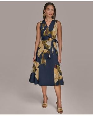 【Donna Karan New York】Petite Printed Faux-Wrap Midi Dress Donna Karan New York Print Midi Wrap Dress | Nordstrom