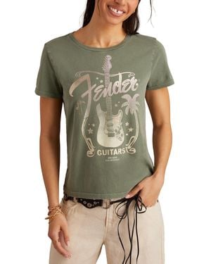 Lucky Brand Fender Guitar Palms Cotton Classic Crewneck T-shirt - Green