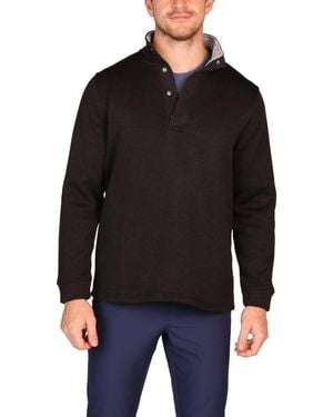 Tailorbyrd Sweater Knit Snap Placket Pullover - Black