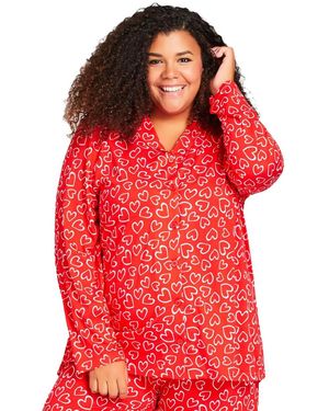 Avenue Button Through Sleep Top - Red