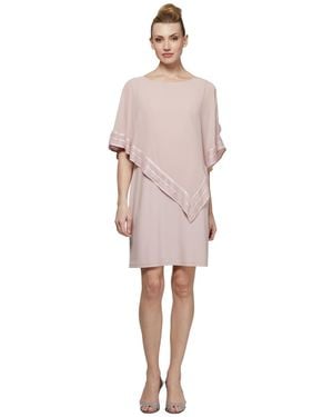 Sl Fashions Metallic-trim Capelet Sheath Dress - Pink