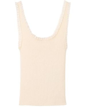 Mango Lace Scoop Neck Tank Top - White