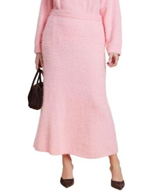 Eloquii Fuzzy Maxi Sweater Skirt - Pink