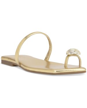 INC International Concepts Yitta Embellished Flat Sandals - Metallic