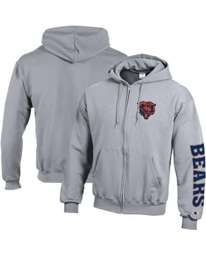 Champion Chicago Bears Powerblend Fleece Full-zip Hoodie - Gray