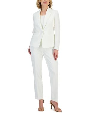 Le Suit Crepe One-button Pantsuit Set - White
