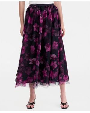 Jonathan Cohen X Macy's Floral-print Tulle Flared Midi Skirt - Purple
