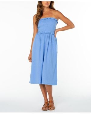 Roxy Cotton Avalon Tube Midi Dress - Blue