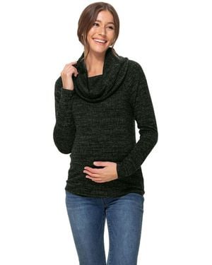 Hello Miss Maternity Cowl Neck Long Sleeve Knit Sweater - Black
