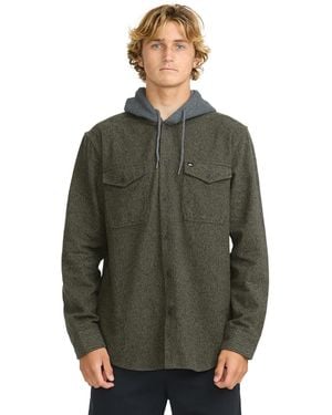 Quiksilver Delton Herringbone Hooded Flannel Shirt - Green
