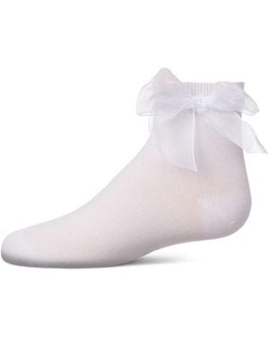 Memoi Big Girls Tulle-bow-trimmed Mercerized Cotton-rich Ankle Sock - Gray