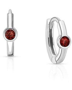 Tiny Blessings Girl's Sterling Silver 9mm Birthstone huggie Hoops Earrings - White