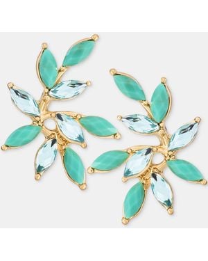 Lonna & Lilly Gold-tone Faux Colored Leaf Stud Earrings - Blue