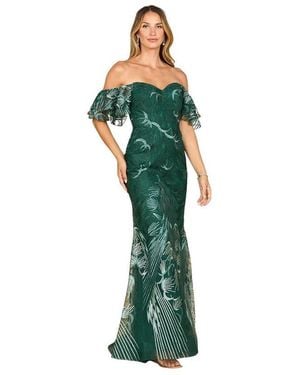 Lara Off Shoulder Mermaid Lace Gown - Green