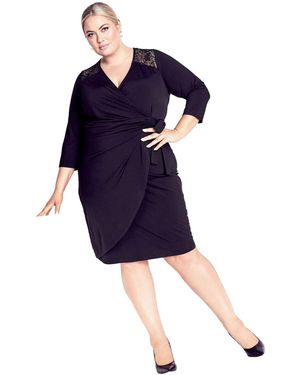 Avenue Plus Size Deanna Wrap Lace Dress - Blue