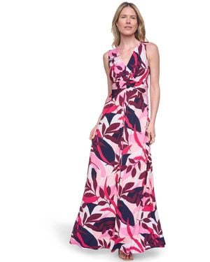 Jessica Howard Sleeveless Tuck Front Maxi Dress - Pink