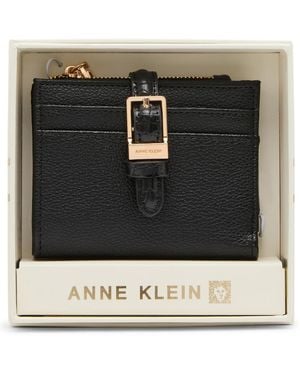 Anne Klein Buckle Designed Bifold Wallet - Black