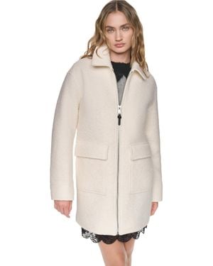 DKNY Boucle And Speckled Herringbone Tailored Coat - White