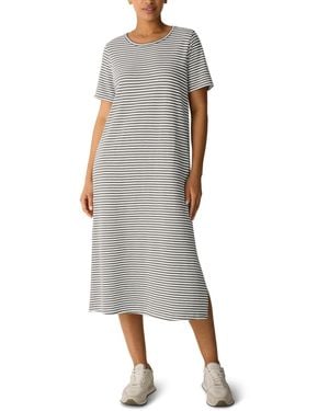 Eileen Fisher Round Neck Short-sleeve Midi Dress - Gray