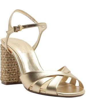 SCHUTZ SHOES Keefa Raffia High Block Dress Sandals - Metallic