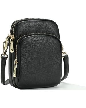 Susu Pace Pebbled Leather Cell Phone Bag Mini Crossbody Purse - Black