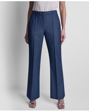 DKNY Denim Pintuck Flared Pants - Blue