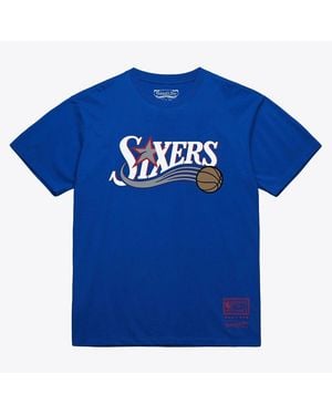 Mitchell & Ness And Philadelphia 76ers Hardwood Classics Arch T-shirt - Blue