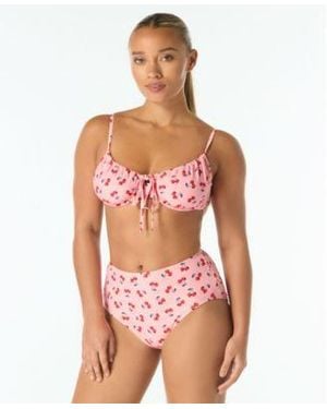 Kate Spade Cinch Front Underwire Bikini Top High Waist Bottoms - Pink