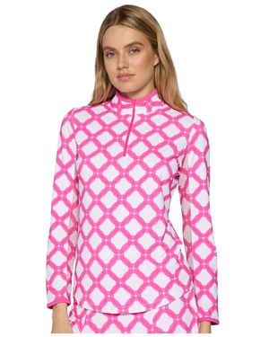 G Lifestyle Clothing Long Sleeve Color Block Mock Neck Starfish Bt. Peri Xsmall - Pink