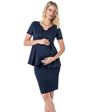 Marion Maternity Knee Length Pencil Skirt - Blue