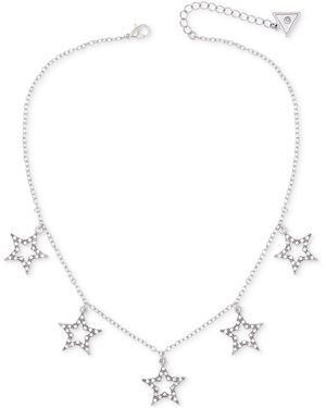 Guess Tone Pave Star Charm Statement Necklace - White