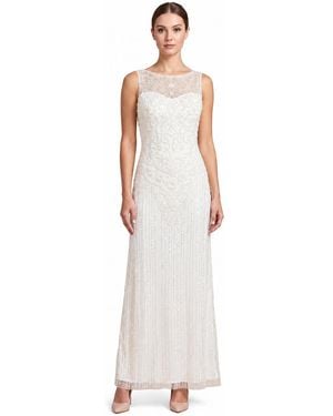 Lara Beaded Illusion Neckline Cowl Back Maxi Dress - White