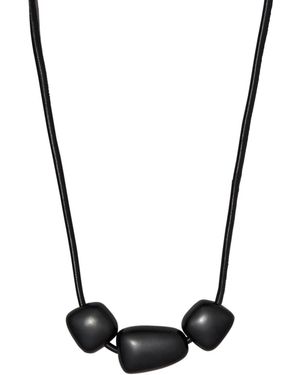 Donna Karan Black-tone Matte Beaded Resin Frontal Necklace - Metallic