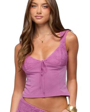 Edikted Vessa Lacey Tie Front Top - Purple
