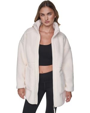 DKNY Sherpa Mock-neck Full-zip Jacket - White