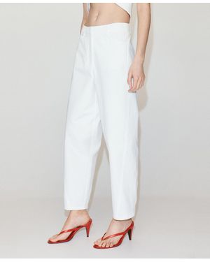 Mango High-waisted Balloon Pants - White