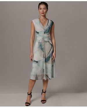 donna karan grey wrap dress Donna Karan Weekend Women's Tricot Knit Elbow-Sleeve Collared Polo Dress - Vapor main image 0